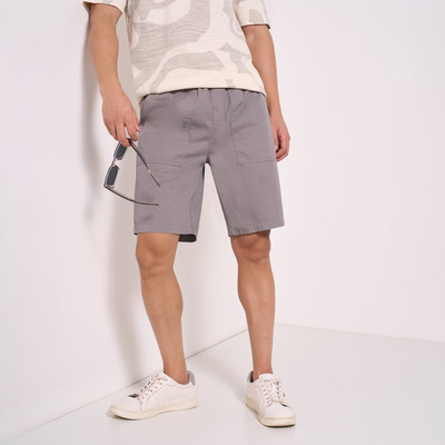 7 Alt by Pantaloons Solid Men Grey Basic Shorts