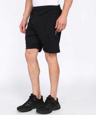 XZEEZZ Solid Men Black Running Shorts