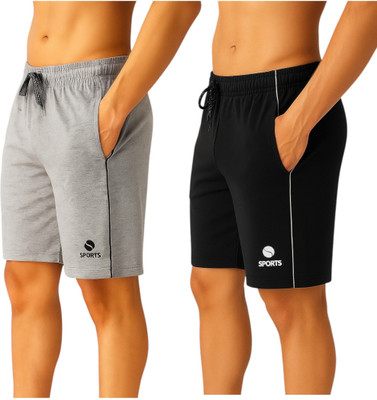 Aargee Solid Men Grey, Black Regular Shorts