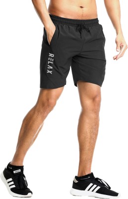 3colors Solid, Printed Men Black Sports Shorts