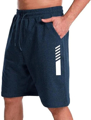Peach Blossom Solid Men Dark Blue Casual Shorts