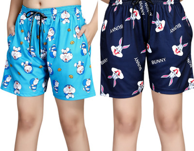 ANFAFAB Printed Women Multicolor Night Shorts