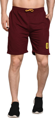 nomKLER Solid Men Maroon Sports Shorts