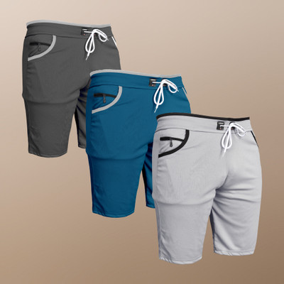 WeReKo Solid Men Dark Grey, Light Blue, Silver Sports Shorts, Casual Shorts, Gym Shorts