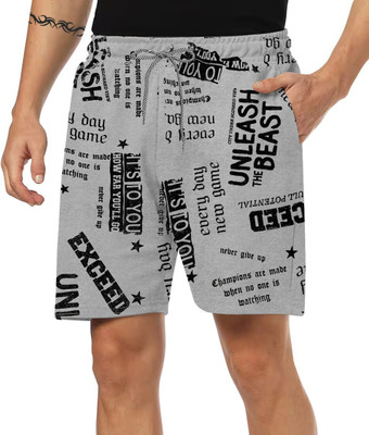 ZIMX Printed Men Grey Casual Shorts