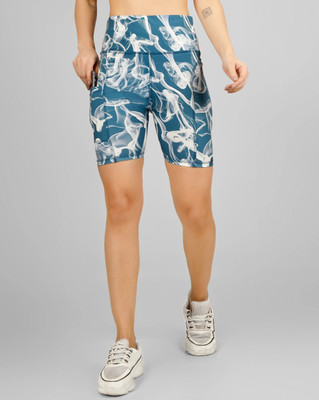 BEYOGINI Printed Women Blue Sports Shorts