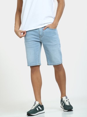 JACK & JONES Solid Men Blue Denim Shorts