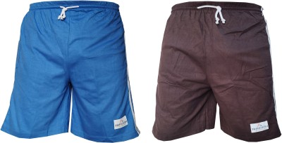 LOVO Solid Men Blue, Maroon Bermuda Shorts