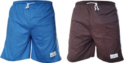 LOVO Solid Men Blue, Maroon Bermuda Shorts