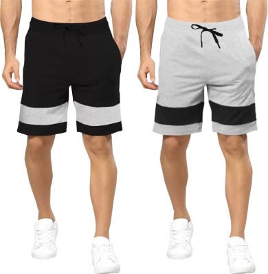TRIPR Color Block Men Black, Grey Regular Shorts