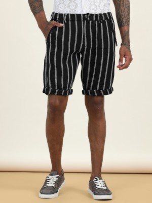 bEEVEE Striped Men Black Basic Shorts