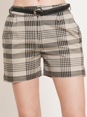 FABRIC FITOOR Checkered Women Grey Casual Shorts