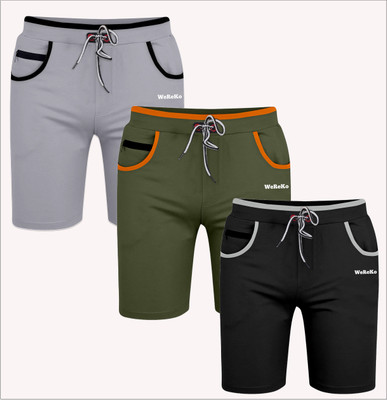 VINTHON Self Design Men Black, Green, Silver Regular Shorts