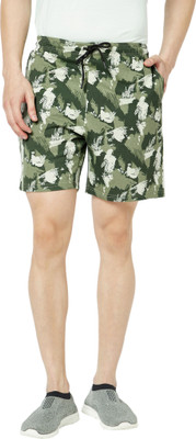 TT Printed Men Green Basic Shorts