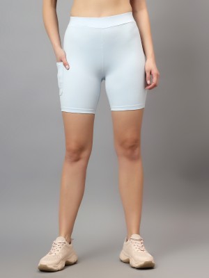 MYO Solid Women Light Blue Cycling Shorts