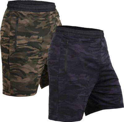 Kyk Military Camouflage Men Dark Blue, Green Regular Shorts