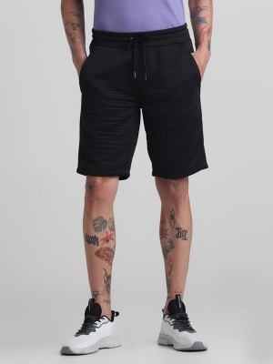 JACK & JONES Self Design Men Black Casual Shorts