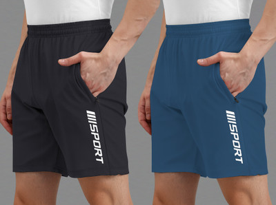 AVOLT Printed Men Dark Grey, Light Blue Casual Shorts