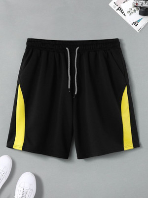 Culish Trend Self Design, Printed Men Black Sports Shorts