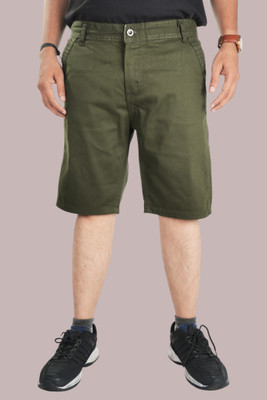 RCS Solid Men Dark Green Chino Shorts