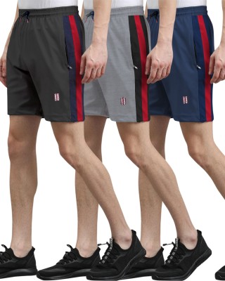 WOLFXESSENTIALS Solid, Striped Men Multicolor Regular Shorts