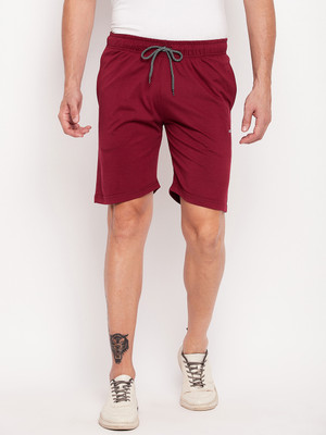 Adobe Solid Men Maroon Regular Shorts