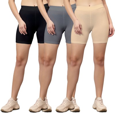 Ullas Solid Women Khaki, Black, Grey Cycling Shorts