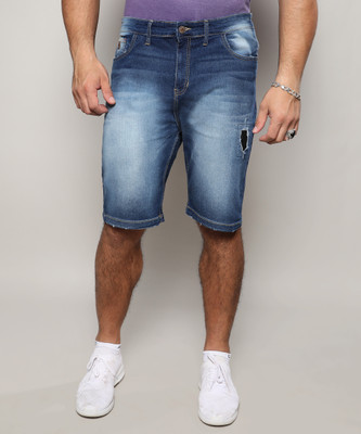 Instafab Plus Solid Men Denim Blue Denim Shorts