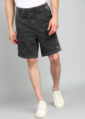 Diesel Solid Men Dark Grey Denim Shorts