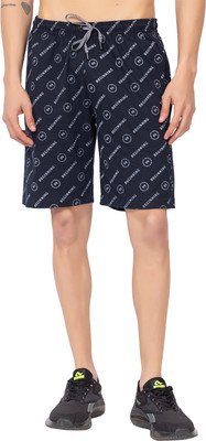 cozy cove Printed Men Dark Blue Basic Shorts