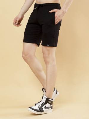 PockMAN Solid Men Black Regular Shorts