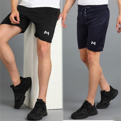 mank D Solid Men Black Sports Shorts