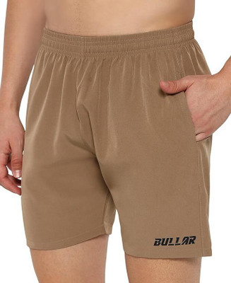 BULLAR Solid Men Khaki Basic Shorts