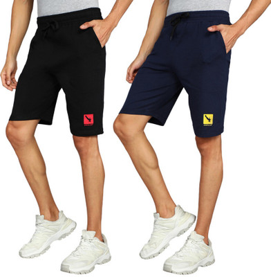 GYRFALCON Self Design Men Black, Dark Blue Regular Shorts