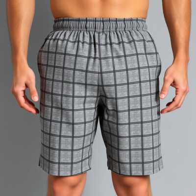 URBANICE Checkered Men Dark Grey Basic Shorts