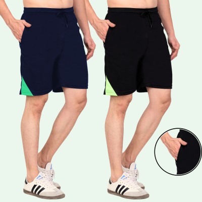 RK Costing Solid Men Black, Dark Blue Gym Shorts