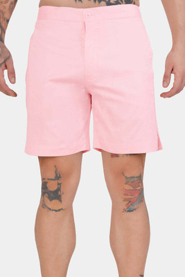 french crown Solid Men Pink Regular Shorts