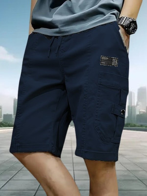 TYRELL Solid Men Dark Blue Cargo Shorts