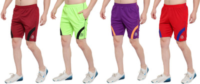 OORA TREND Mesh Men Maroon, Light Green, Purple, Red Sports Shorts