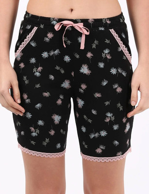 JOCKEY Printed Women Black Casual Shorts