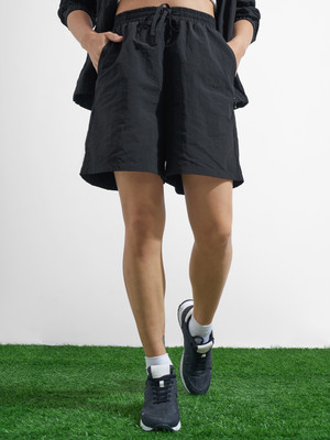 Tokyo Talkies Solid Women Black Regular Shorts