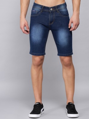 DAKWINS Dyed/Washed Men Denim Dark Blue Denim Shorts