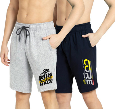 Kartblack Solid, Printed, Self Design Men Multicolor Casual Shorts