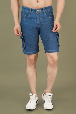 NIVASU Self Design Men Blue Denim Shorts