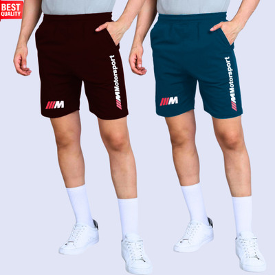 RK Costing Printed Men Maroon, Blue Regular Shorts
