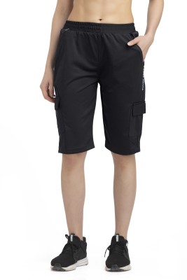 yss gears Solid Women Black Cargo Shorts, Sports Shorts, Casual Shorts, Regular Shorts