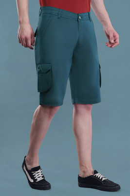 NIVASU Solid Men Green Cargo Shorts