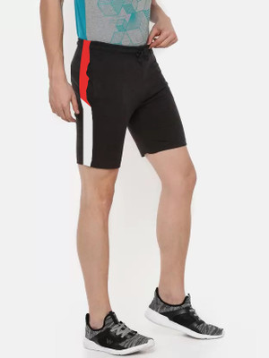 TheShoppyhub Color Block Men Black Regular Shorts