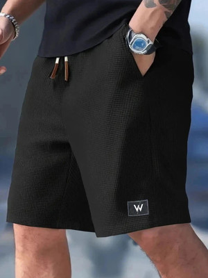 WeReKo Self Design Men Black Regular Shorts