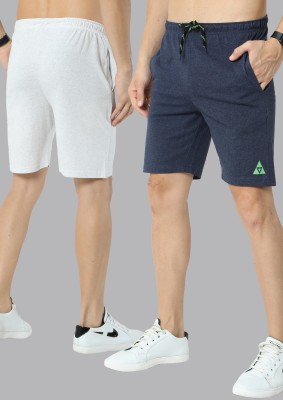 ARDEUR Solid Men Blue, White Casual Shorts